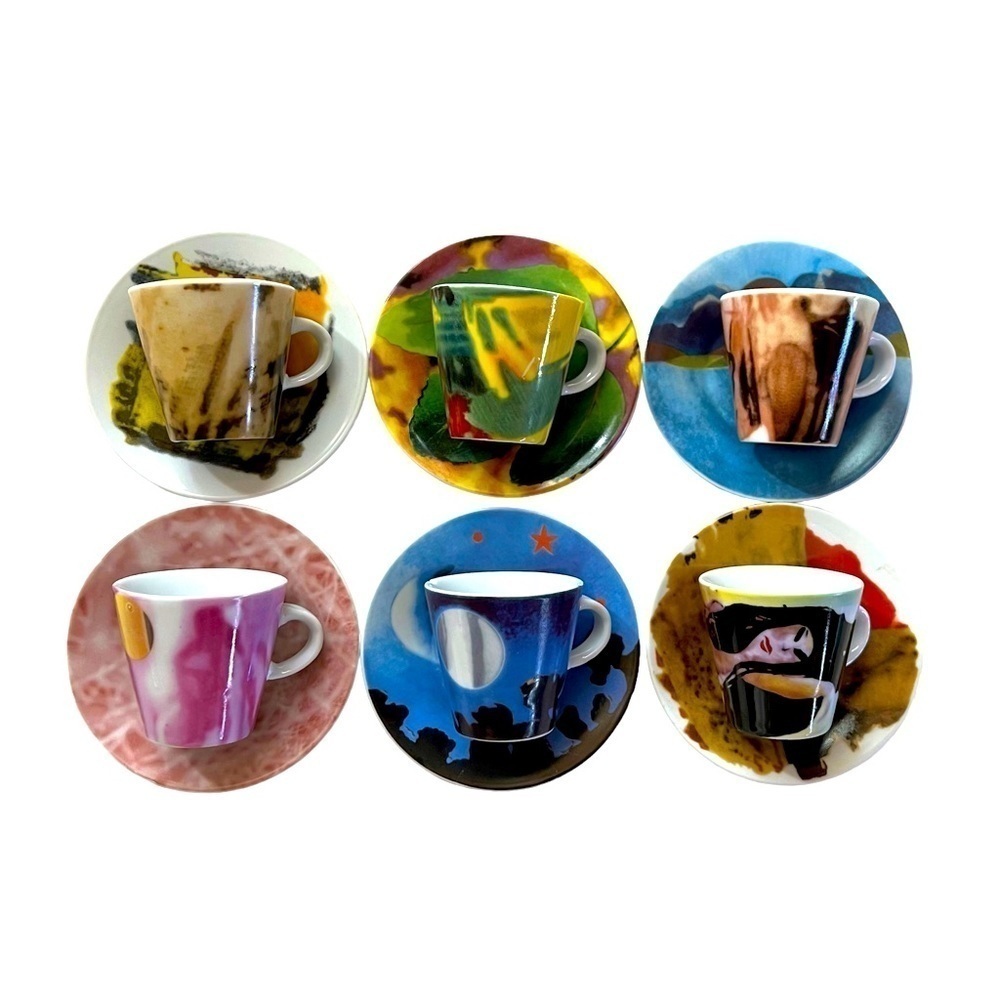Set of 6 Espresso Cups and Saucers from Italy